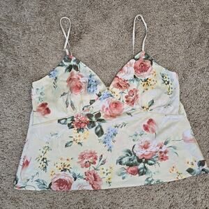 Abercrombie & Fitch Sleepwear Top Cami Lounge Satin Floral Sz LARGE